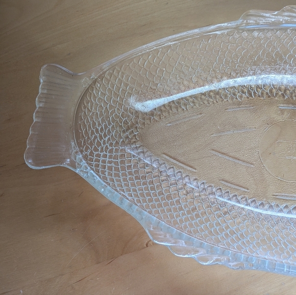 VINTAGE 60' GLASBAKE #4141 USA Fish Serving Dish Thick Glass - Picture 4 of 7